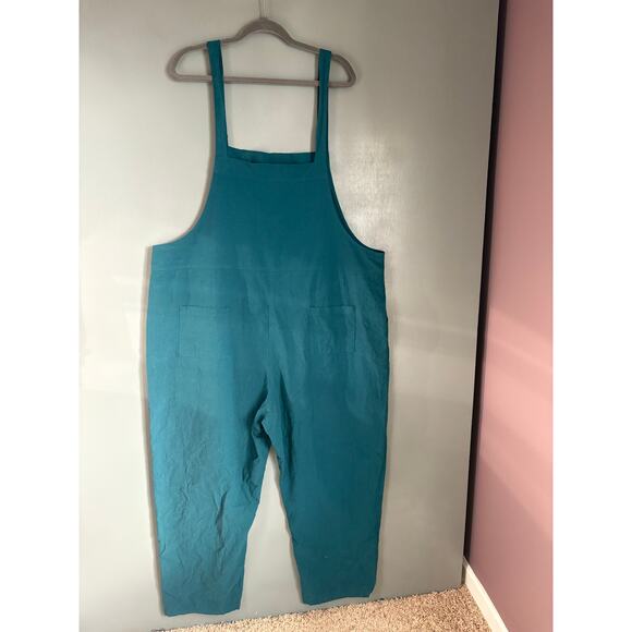 Women's 3X Teal 100% Cotton Lightweight Overalls Boho Hippie Comfort Colorful - Picture 10 of 10